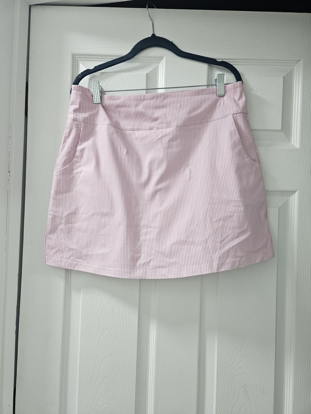 Savion Pink White Striped Seersucker Athletic Skort Golf Tennis Size Large